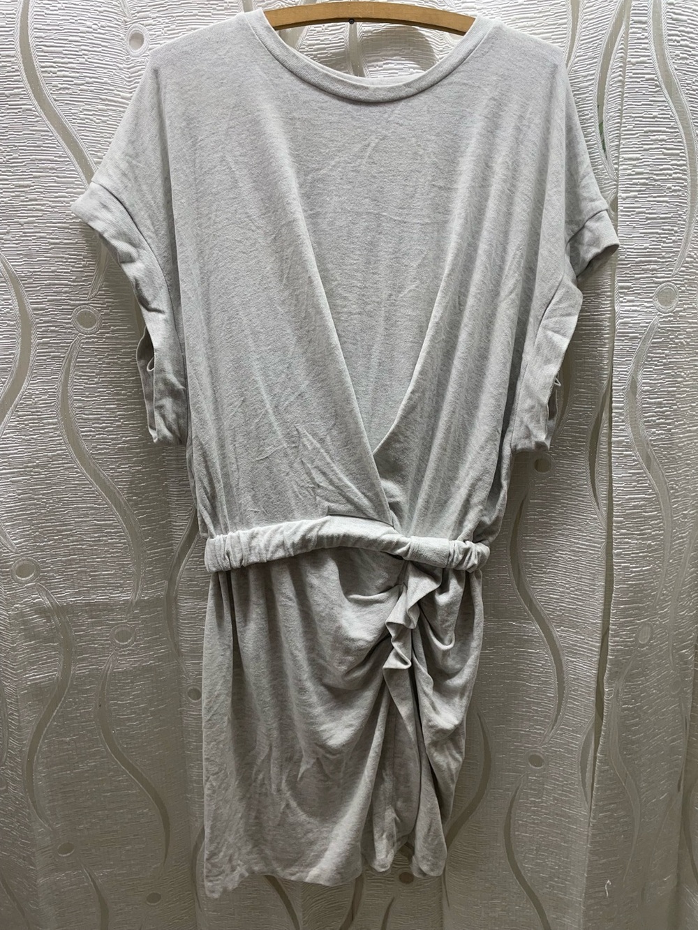 Buffalo David Bitton T-Shirt Dress Women Large Gray Good Wrap Front Keyhole Back